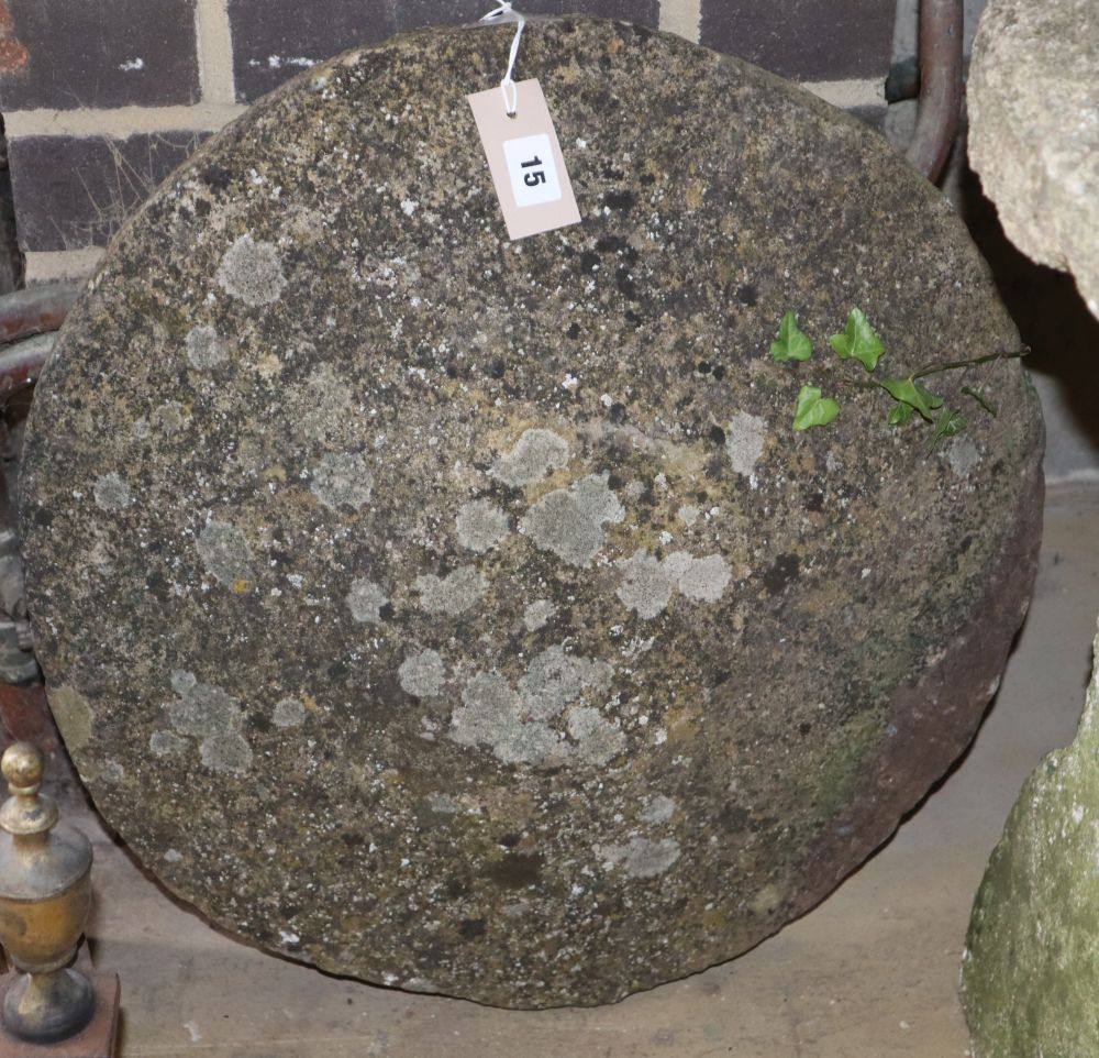 A staddle stone top section, diameter 54cm